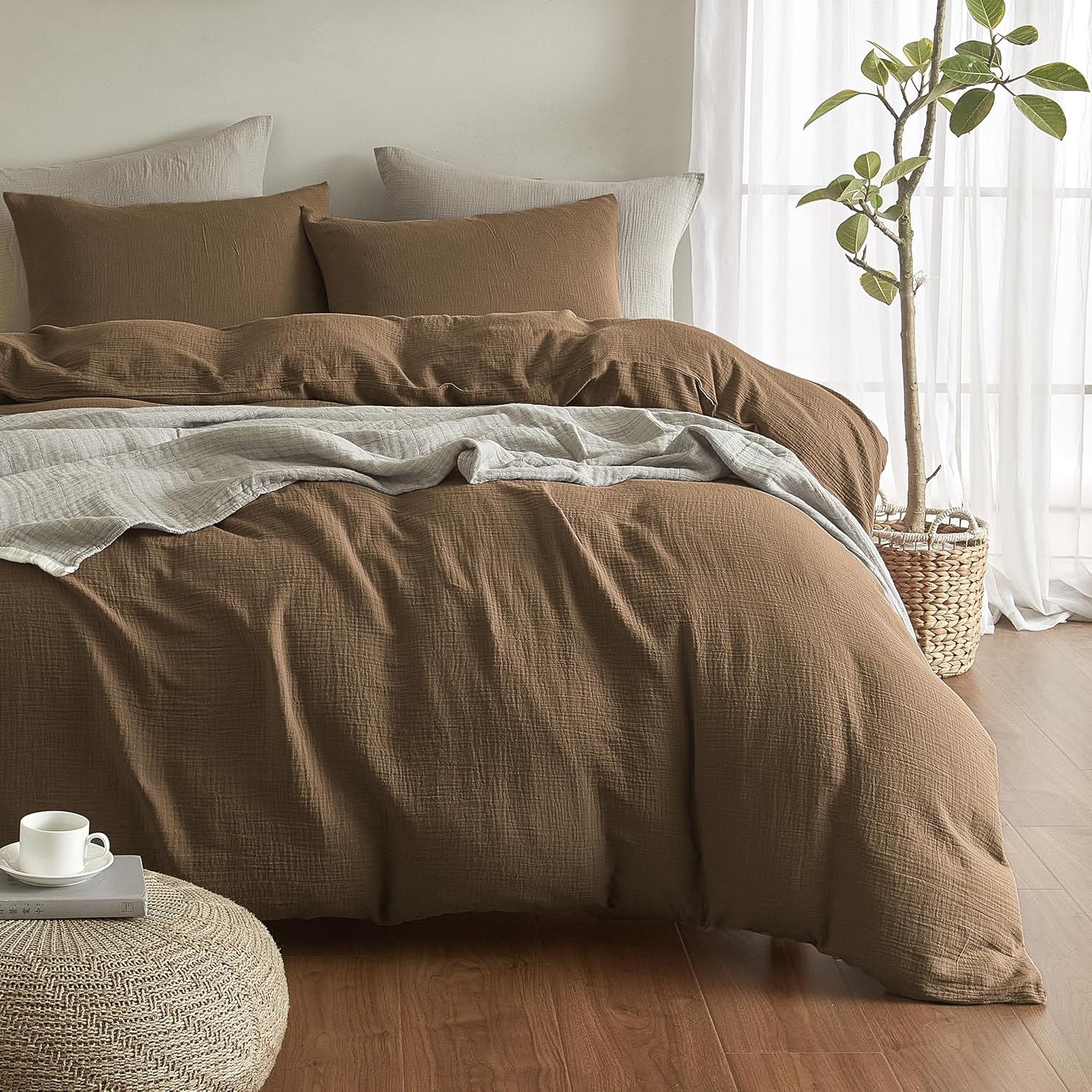 EVERGRACE Tencel Lyocell Juego de funda de edredón refrescante Tamaño Queen 3 piezas, 100% fibra de eucalipto Lyocell natural de Austria, Funda de edredón suave y sedosa de lujo con 2 fundas, Verde salvia brumosa, 90"x90"