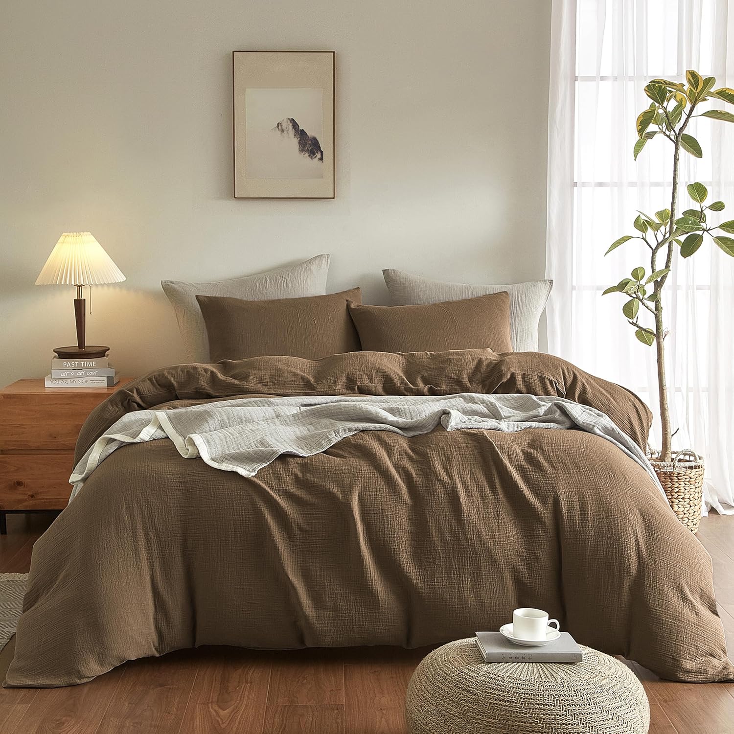 EVERGRACE Tencel Lyocell Juego de funda de edredón refrescante Tamaño Queen 3 piezas, 100% fibra de eucalipto Lyocell natural de Austria, Funda de edredón suave y sedosa de lujo con 2 fundas, Verde salvia brumosa, 90"x90"